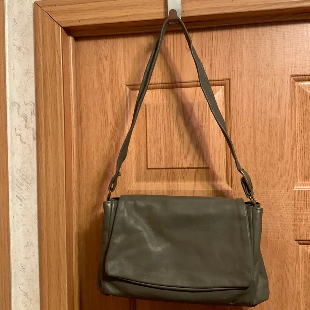 The Vermont Country Store Gray Deerskin Leather Bag